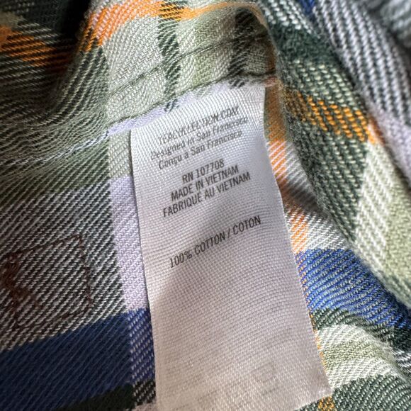 Tea collection blue green plaid flannel button down shirt boys 4 fall cozy retro - Picture 5 of 9